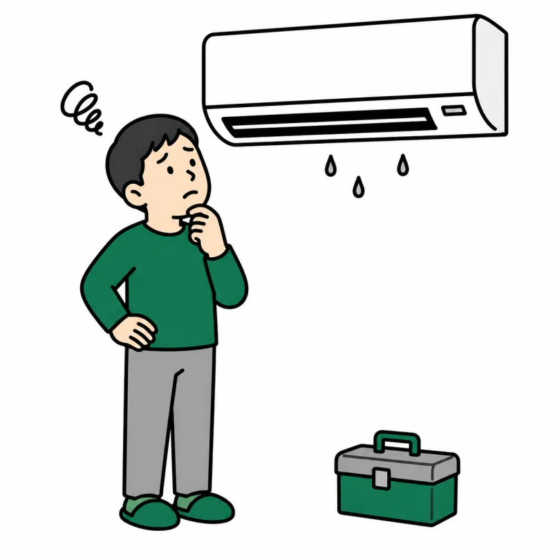 エアコンの不調に困る人のイラスト