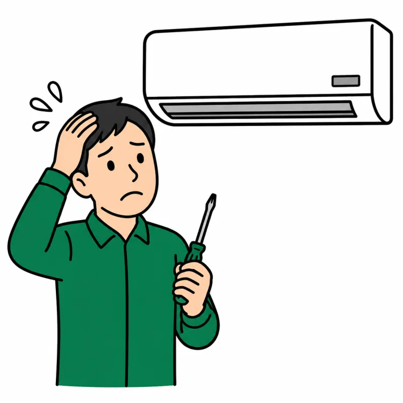エアコンの表示を確認する人のイラスト