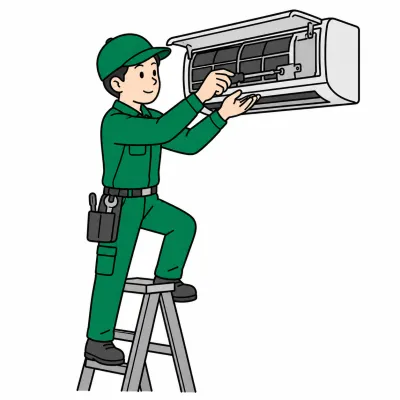 エアコンを修理するイラスト